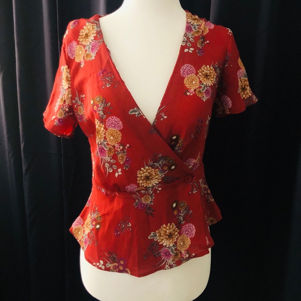 Forever 21 Red Floral Top